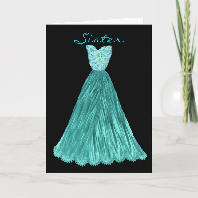 Invitación HERMANA Sé Mi Novia RICH Vestido AZUL VERDE AZULAD (Anverso)