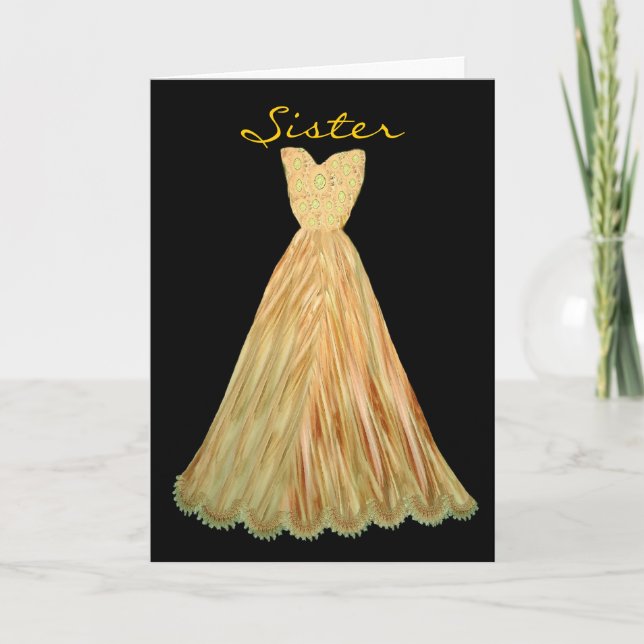 Invitación HERMANA Sé Mi Novia, Vestido ORO AUTUMN (Anverso)