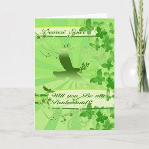 Invitación Hermana ¿Serás mi dama de honor, verde primavera