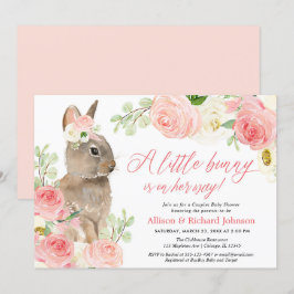 Invitación Hermanas de conejito rosado de Pascua de Rubor lin