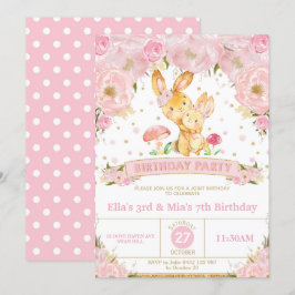 Invitación Hermanas de la fiesta de cumpleaños de Bunny Rabbi