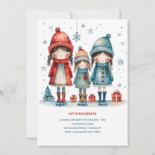 Invitación Hermanas Tres Navidades Cumpleaños