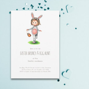 Invitación Hermano Chica de caza de huevos de Brunch de Pascu