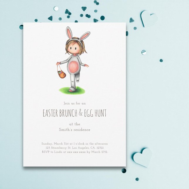 Invitación Hermano Chica de caza de huevos de Brunch de Pascu (Subido por el creador)