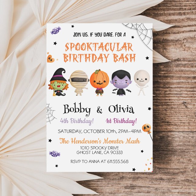 Invitación Hermano Halloween Cumpleaños Spooktacular Bash (Subido por el creador)