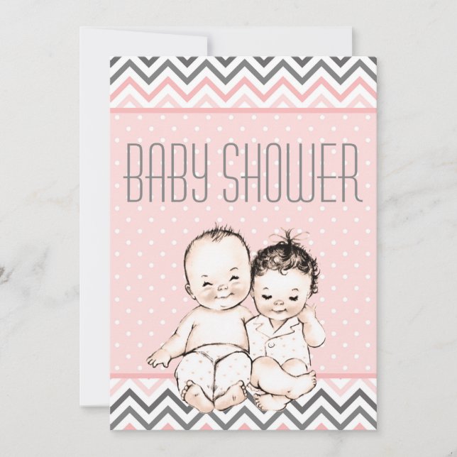 Invitación Hermano pequeño y hermana Baby Shower (Anverso)