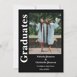 Invitación Hermanos de doble graduación graduación azul marin