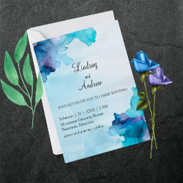 Invitación Hermosa acuarela azul y cian invita