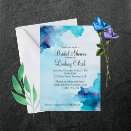 Invitación Hermosa acuarela Blue Bridal Shower Invite