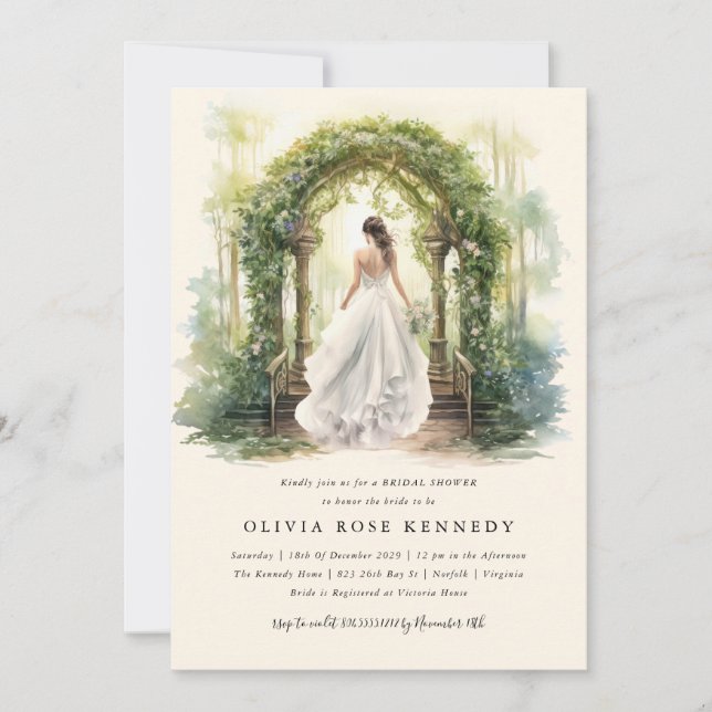 Invitación Hermosa acuarela Bosque Boho Bridal Shower (Anverso)