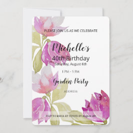 Invitación Hermosa acuarela de flores rosas pintadas a mano