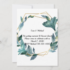 Invitación Hermosa acuarela enmarcada de hojas Boda