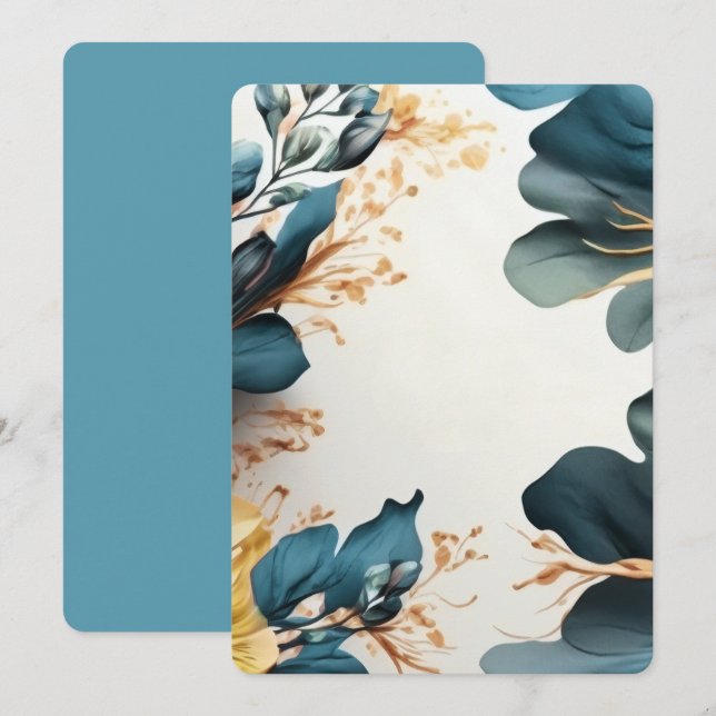 Invitación Hermosa acuarela floral (Anverso / Reverso)