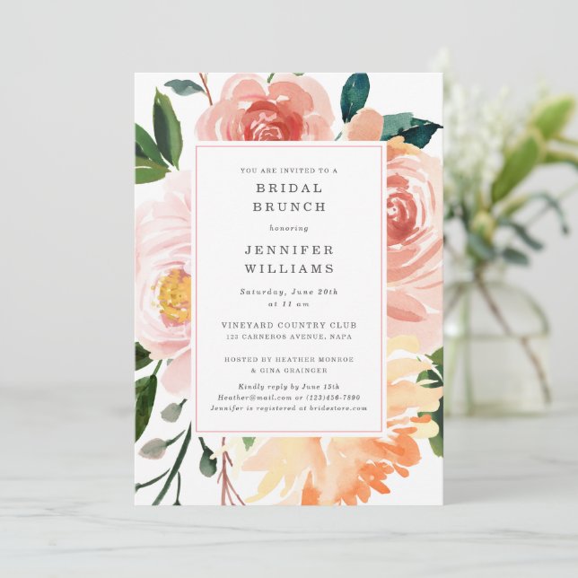 Invitación Hermosa acuarela Floral Bridal Shower (Anverso de pie)