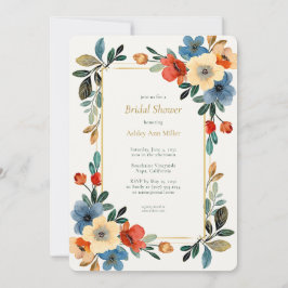 Invitación Hermosa acuarela floral ducha de novia