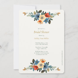 Invitación Hermosa acuarela floral ducha de novia
