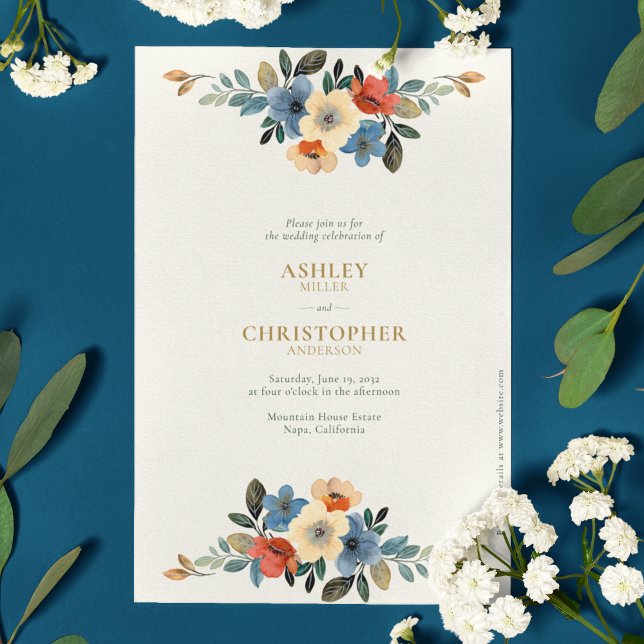 Invitación Hermosa acuarela floral marfil Boda (Subido por el creador)