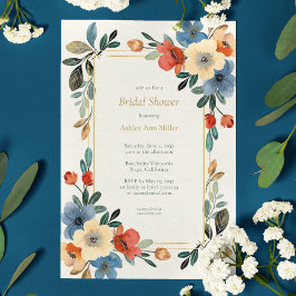 Invitación Hermosa acuarela floral Marfil Bridal Ducha