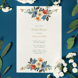Invitación Hermosa acuarela floral Marfil Bridal Ducha