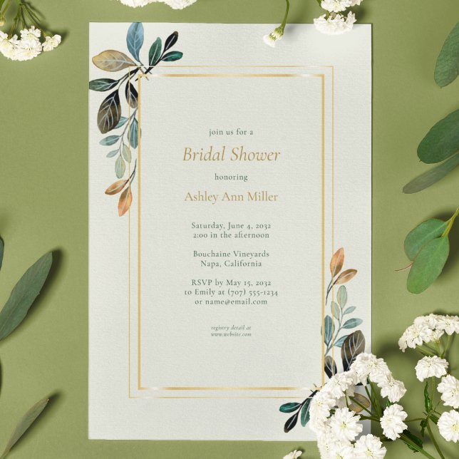 Invitación Hermosa acuarela floral Sage Bridal Shower (Subido por el creador)