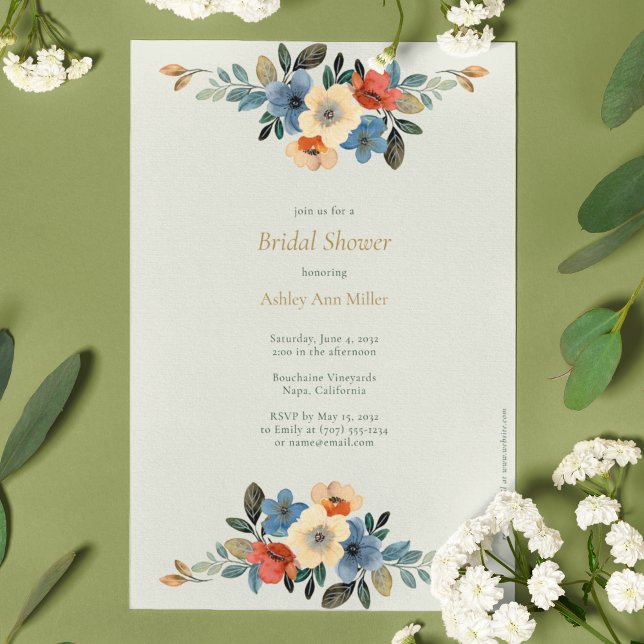 Invitación Hermosa acuarela floral Sage Bridal Shower (Subido por el creador)