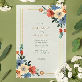 Invitación Hermosa acuarela floral Sage Bridal Shower