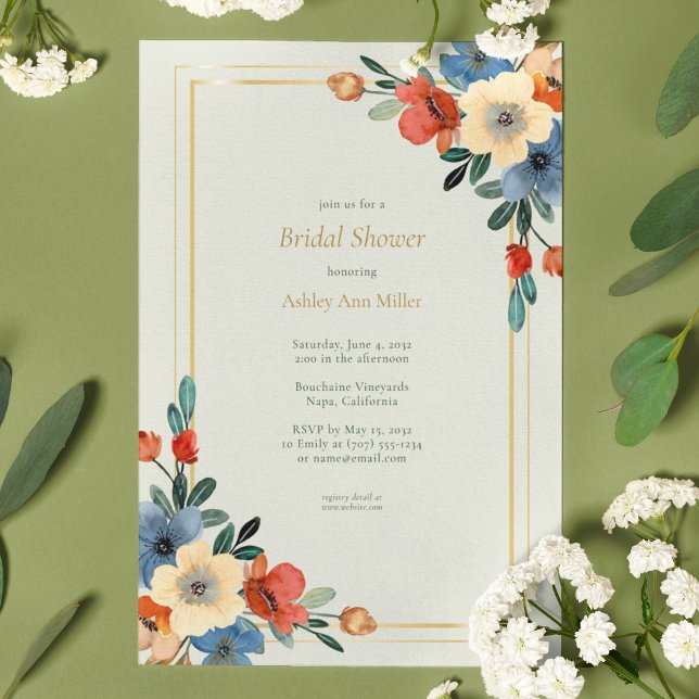Invitación Hermosa acuarela floral Sage Bridal Shower (Subido por el creador)
