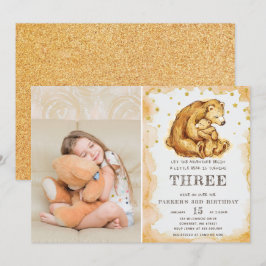 Invitación Hermosa acuarela Oso Fotos de cumpleaños