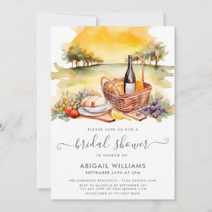 Invitación Hermosa acuarela Picnic Wine Bridal
