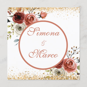 Invitación Hermosa acuarela Pinkish Gold Square Boda