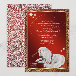 Invitación Hermosa alegría de Unicorn Navidades de fantasía