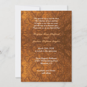 Invitación Hermosa apariencia texturizada de cobre para boda