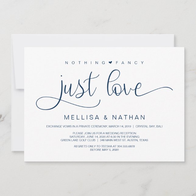 Invitación Hermosa Armada Nada Más Que Amor, Elopement (Anverso)