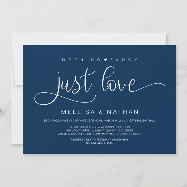 Invitación Hermosa Armada Nada Más Que Amor, Elopement (Anverso)