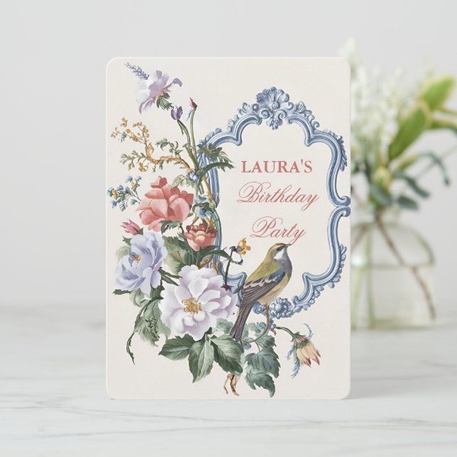 Invitación Hermosa arte de flora y fauna (Anverso de pie)