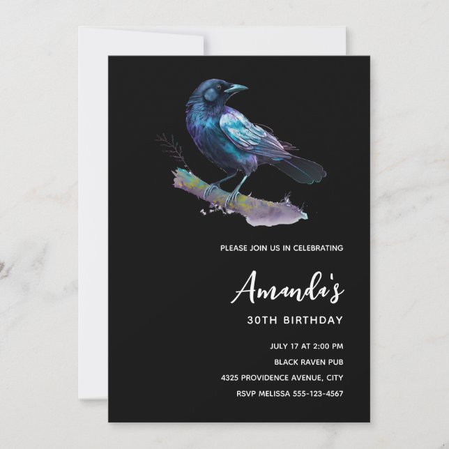 Invitación Hermosa avenida en una rama de árbol cumpleaños (Anverso)