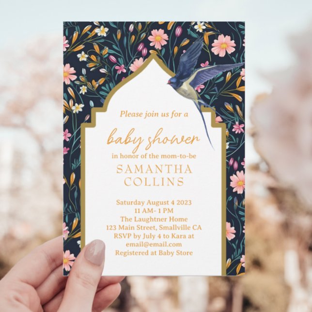 Invitación Hermosa Baby Shower Blue Bird (Subido por el creador)