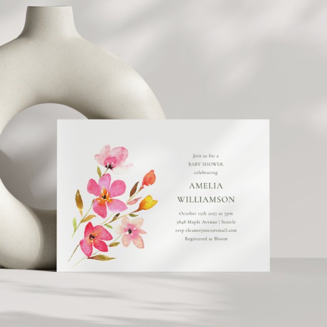 Invitación Hermosa Baby Shower de color de agua rosa (Subido por el creador)