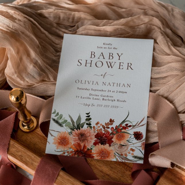 Invitación Hermosa Baby Shower de flores bohemias (Subido por el creador)