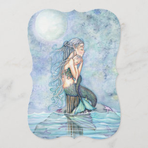 Invitación Hermosa Baby Shower de la sirena madre y bebé