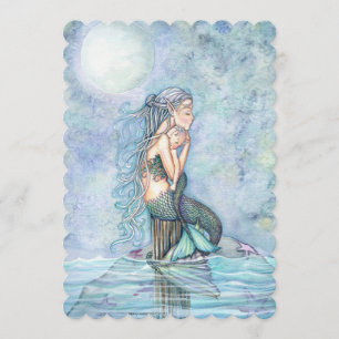 Invitación Hermosa Baby Shower de la sirena madre y bebé