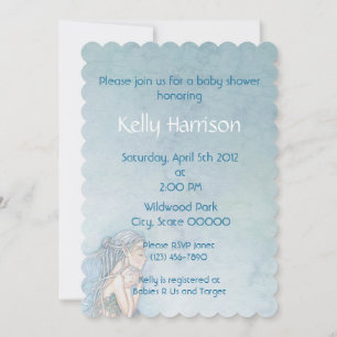 Invitación Hermosa Baby Shower de la sirena madre y bebé