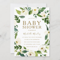 Hermosa Baby Shower neutra con flor blanca