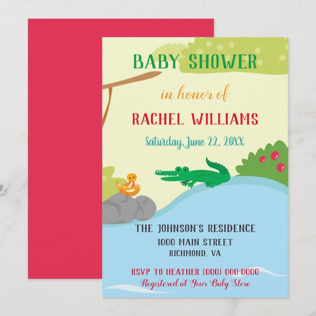 Invitación Hermosa Baby Shower Safari (Anverso / Reverso)