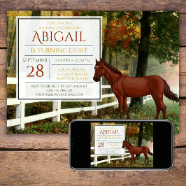 Invitación Hermosa Bahía Caballo Otoño Campo Otoño Cumpleaños