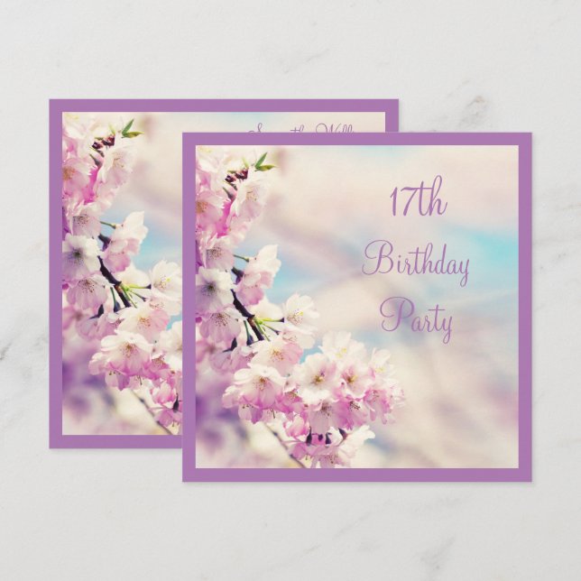 Invitación Hermosa Blossom 17º cumpleaños (Anverso / Reverso)