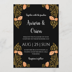 Invitación hermosa boda art nouveau floral vintage