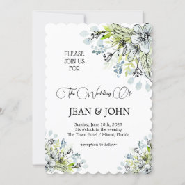 Invitación Hermosa Boda de flores sutiles