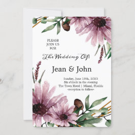 Invitación Hermosa Boda de Flores Violetas