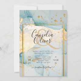 Invitación Hermosa Boda de Oro de Vidrio Marítimo Invitan a l